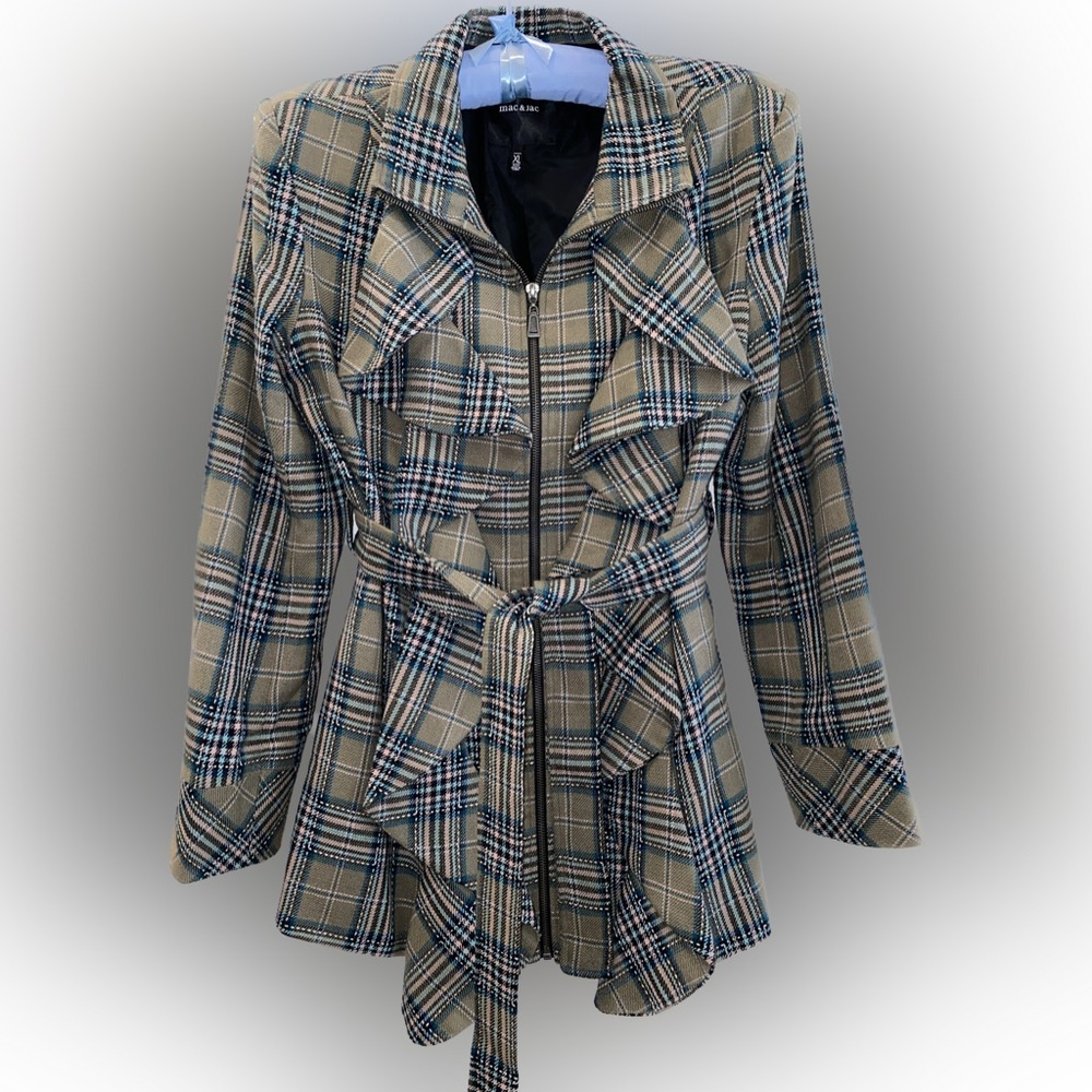 Mac & Jac plaid ruffle jacket